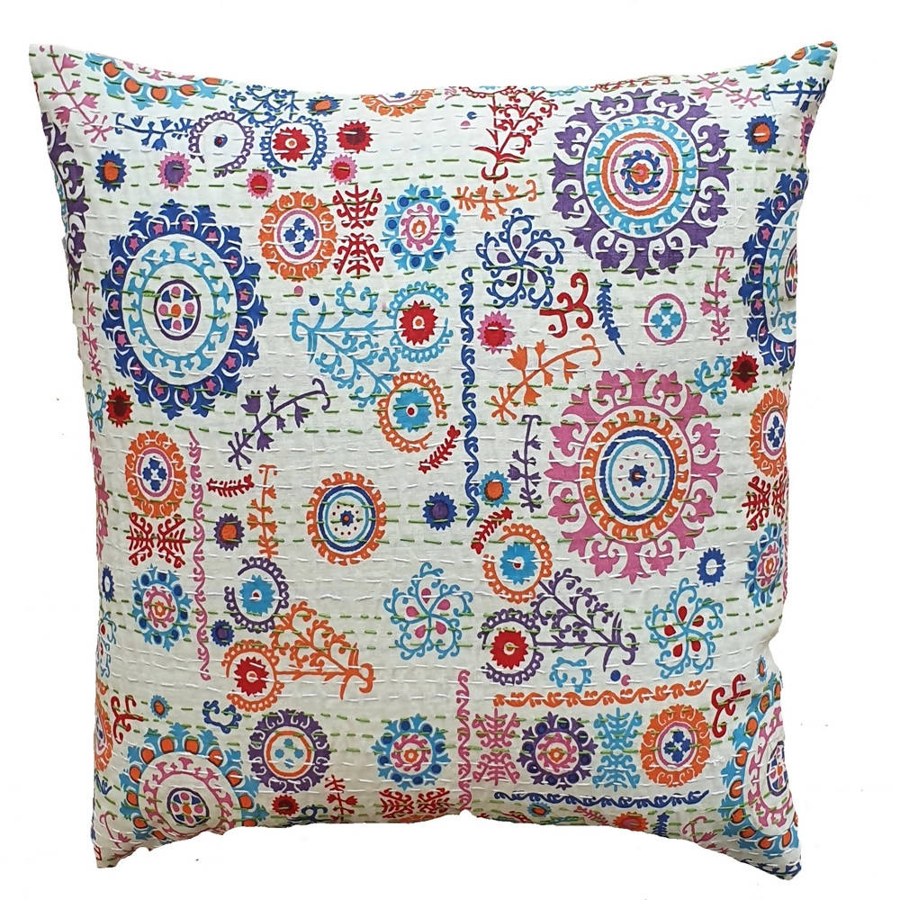 The Decor Nook Off White Base With Multicolour Circular Print Cushion Cover | Grocsy