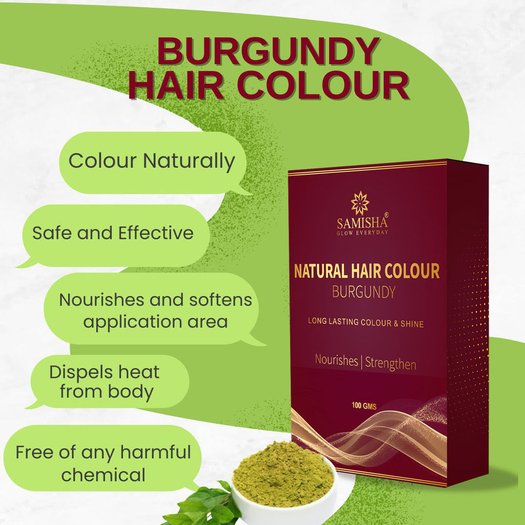 Samisha Burgundy Hair Colour Powder – Original & Organic Reddish Brown | Grocsy
