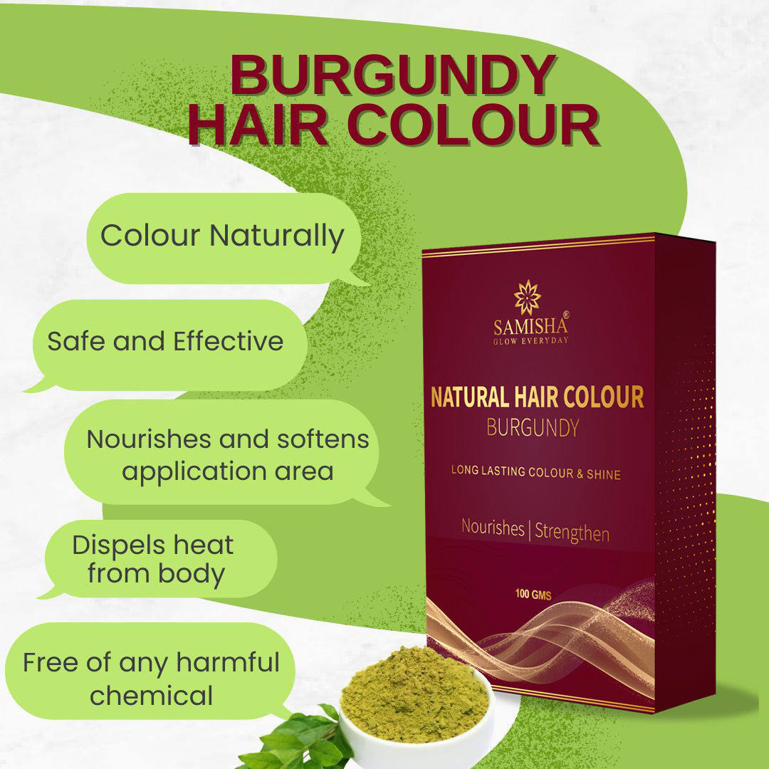 Samisha Burgundy Hair Colour Powder – Original & Organic Reddish Brown | Grocsy