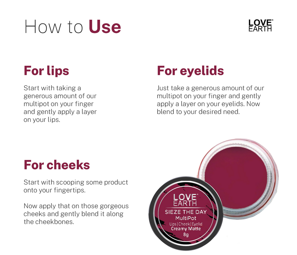 Love Earth Lip Tint & Cheek Tint Multipot Combo Raspberry Pink & Caramel Brown | Grocsy