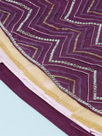House of Panchhi Women Lavender Net Zig-Zag Embroideried Lehenga, Blouse & Dupatta | Grocsy