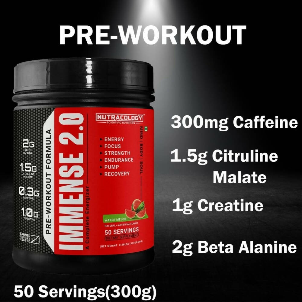 Nutracology Immense 2.0 Pre-Workout For Performance Strength & Energy Boost | Grocsy