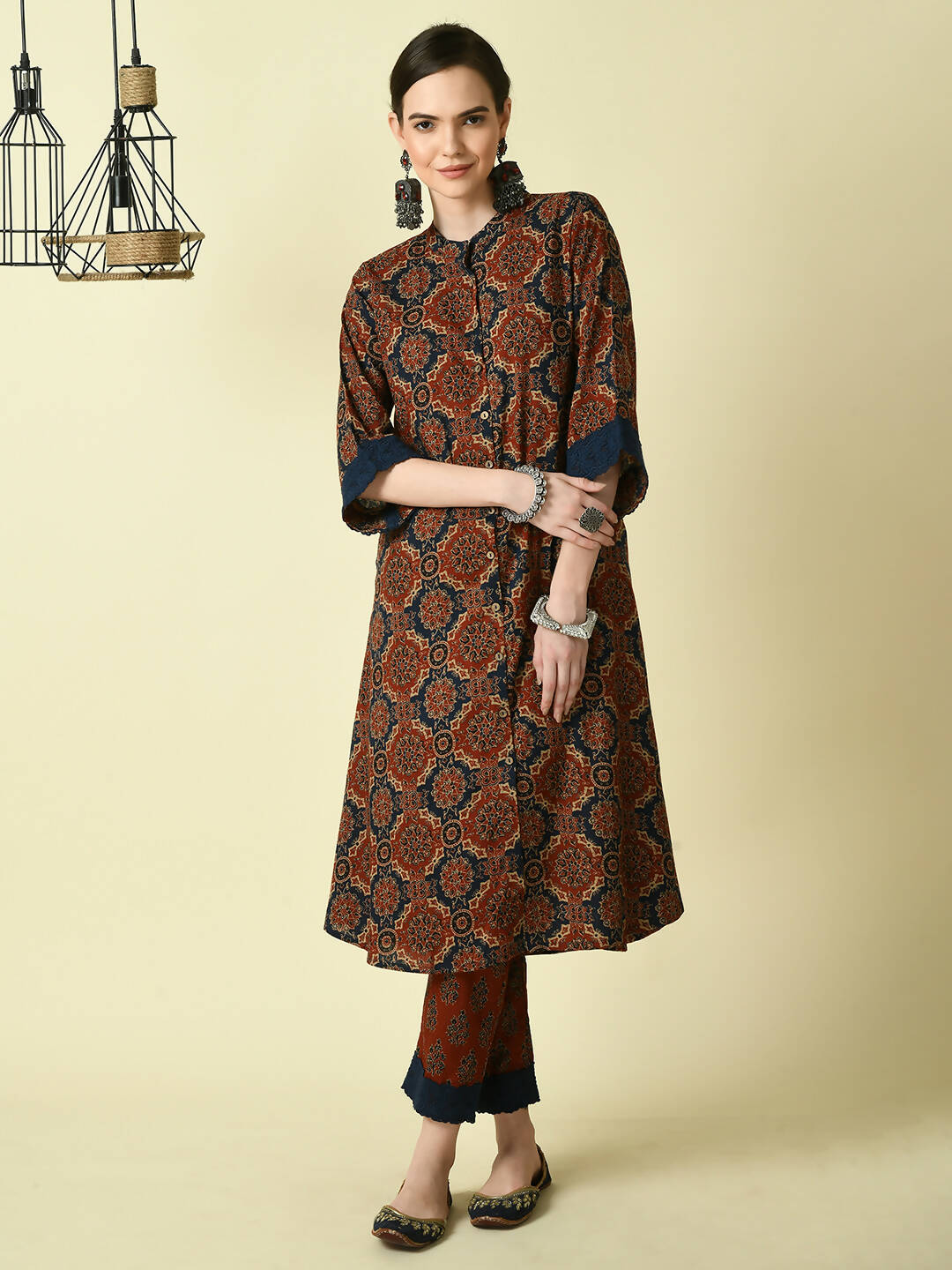 Myshka Women's Multi A-Line Kurta & Trousers | Grocsy