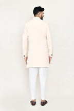 Joban Fashion Cream Colored Terry Rayon Fabric Indo Western With Straight Fit Pant | Grocsy