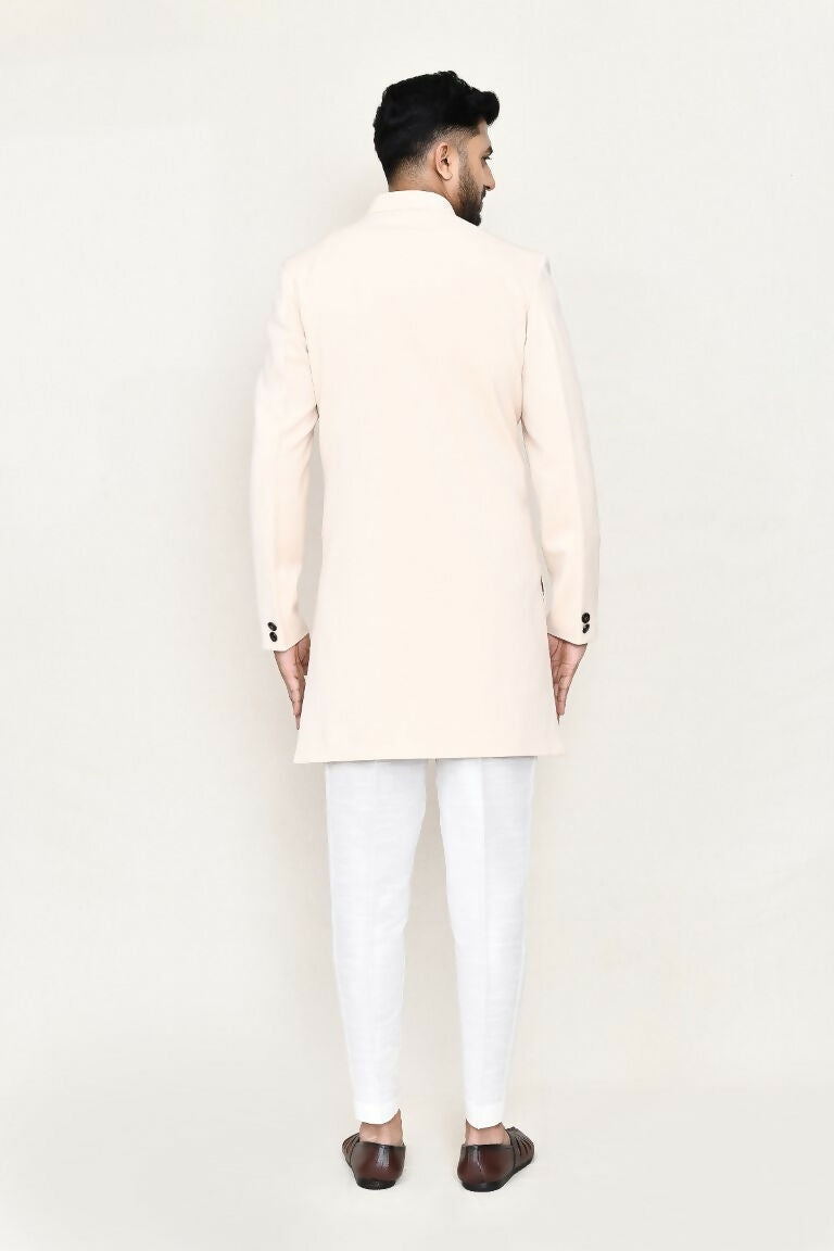 Joban Fashion Cream Colored Terry Rayon Fabric Indo Western With Straight Fit Pant | Grocsy