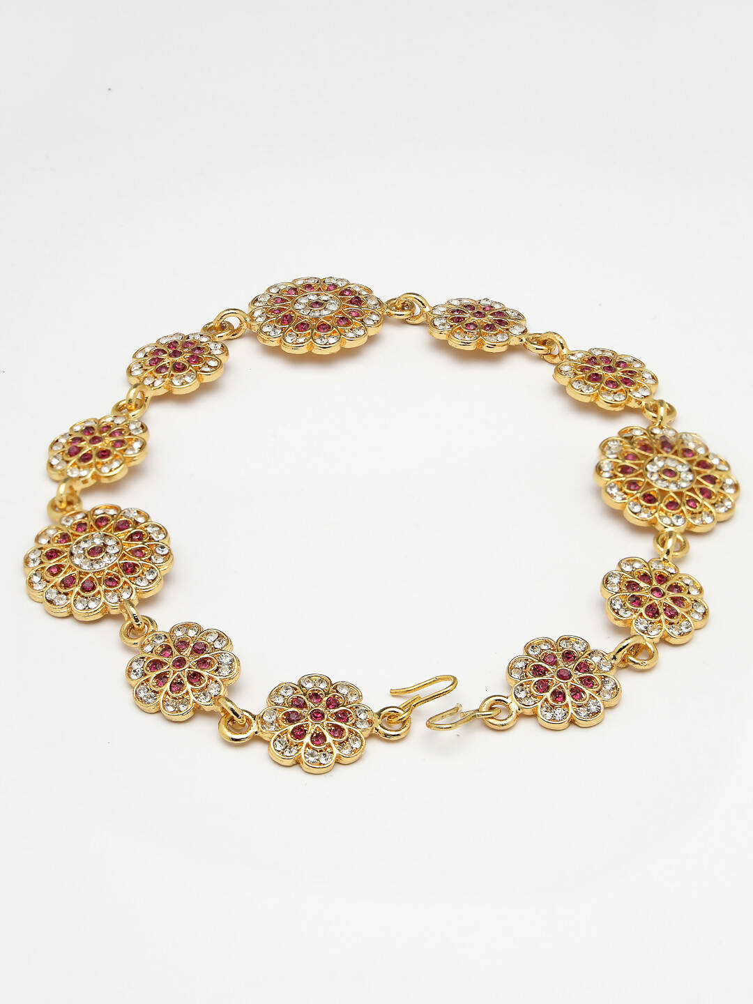 NVR Women's Gold-Polished Traditional Meenakari Stones Trending Matha Patti | Grocsy