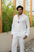 Linen Light Blue Moonlit Shirt By Hilo Design | Grocsy