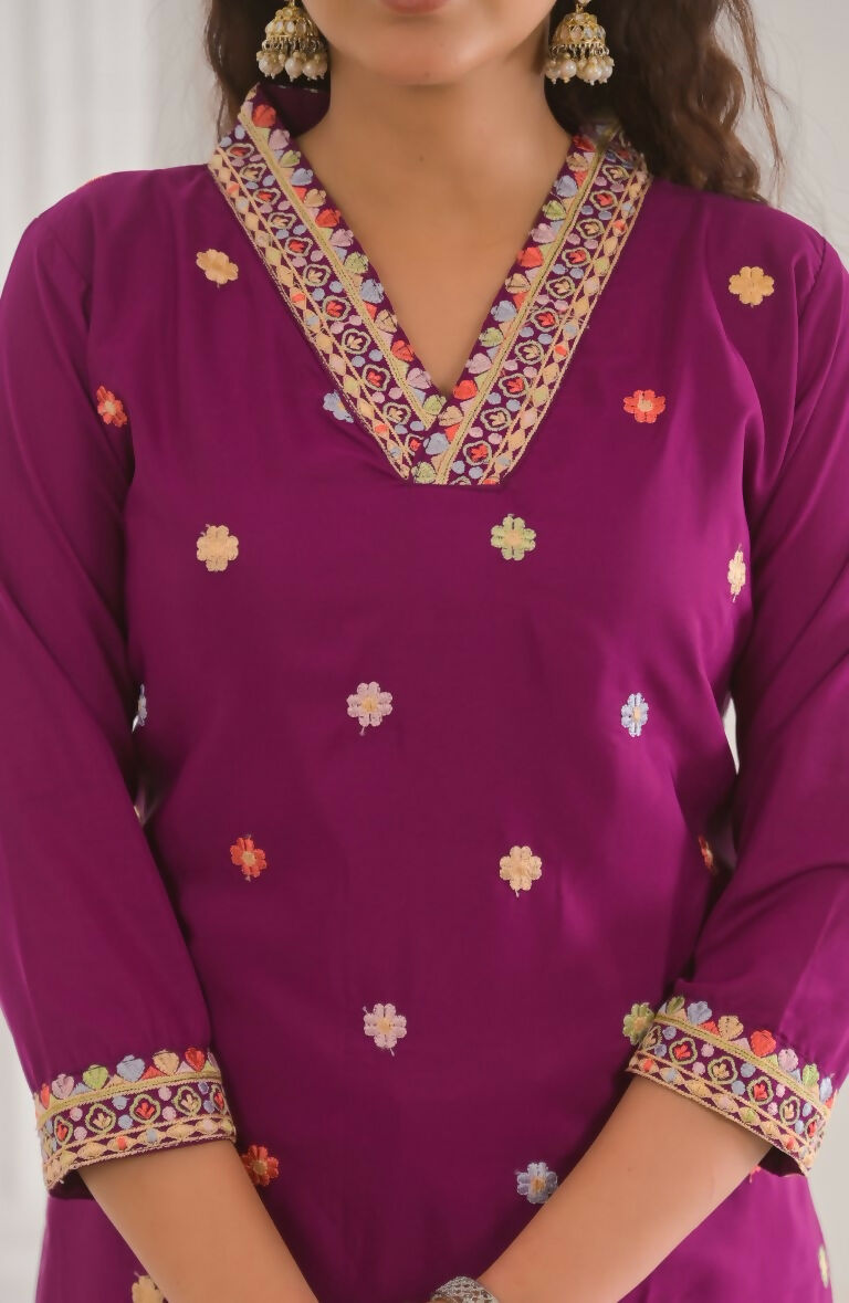 Festive Ethnic Viscose Chanderi Rani Pink Stitched Suit With Dupatta - Rashmika | Grocsy