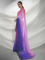 Pink Georgette Sequence Embroidery Saree With Unstitched Blouse Piece - Rajal | Grocsy