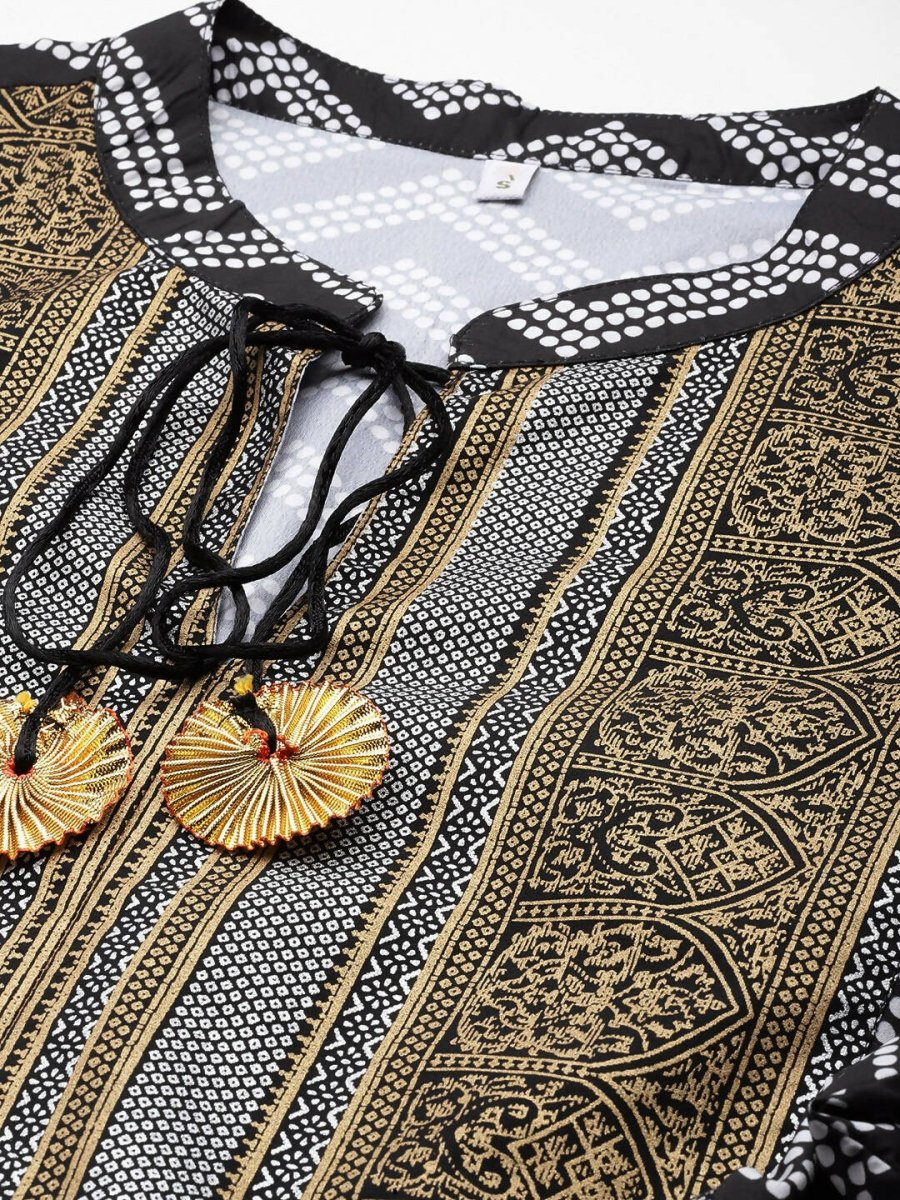 Ahalyaa Women Printed Ethnic Co-Ords - Black Color | Grocsy