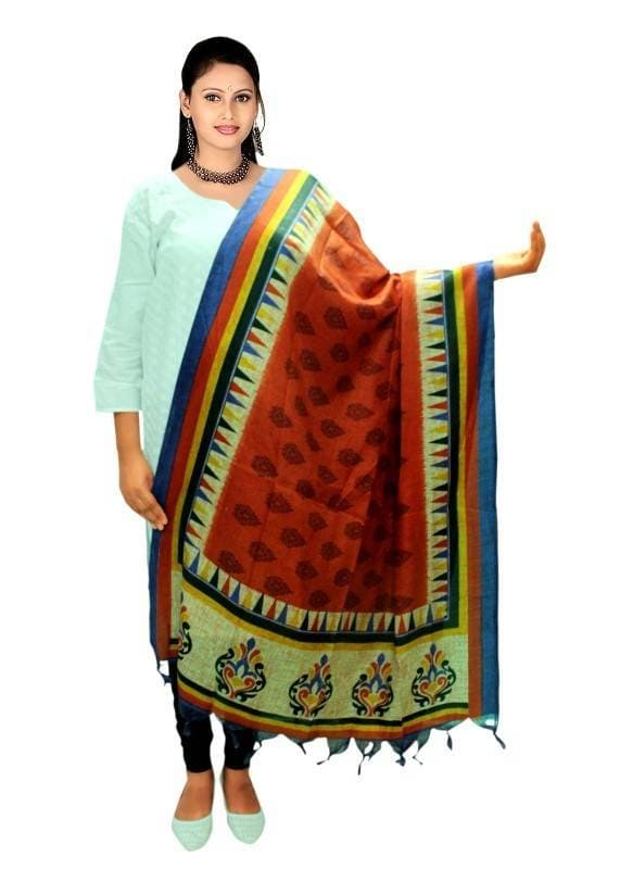 Vamika Multi-Colour Printed Bhagalpuri Latest Silk Dupatta | Grocsy