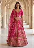 Lehenga Mart Pink Heavy Silk With Fusing Designer Bollywood Style Wedding Wear Lehenga Choli | Grocsy