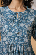 Joban Fashion Blue Floral Hand Block Printed Cotton Co-Ord Set | Grocsy