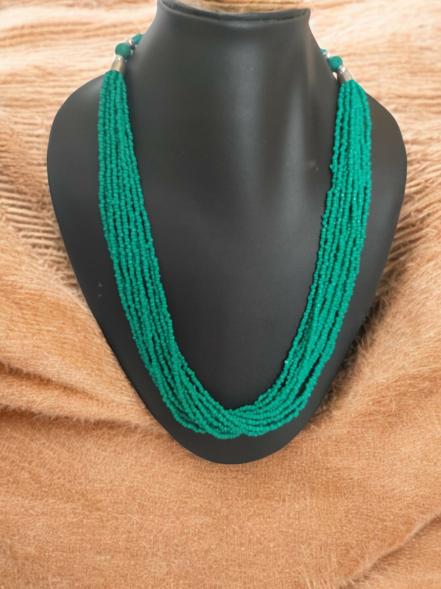 Inhanns Bloom Handmade Beaded Only Necklace - 12 Layers - Sea Green Necklace | Grocsy