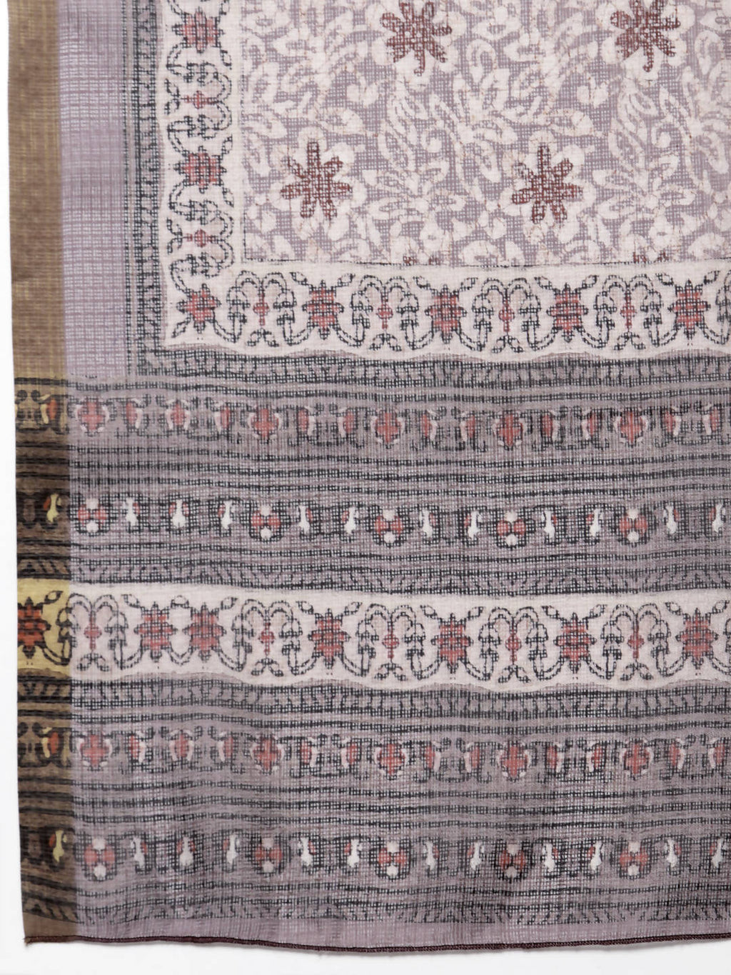 Myshka Multicolor Cotton Blend Printed Sleeveless Round Neck Kurta Palazzo Dupatta Set | Grocsy