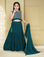 Wedding Designer Rama Georgette Kidswear Lehenga - Aaradhna | Grocsy