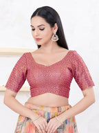Joban Fashion Magenta Tissue Elbow Sleeveless Back Open Blouse | Grocsy