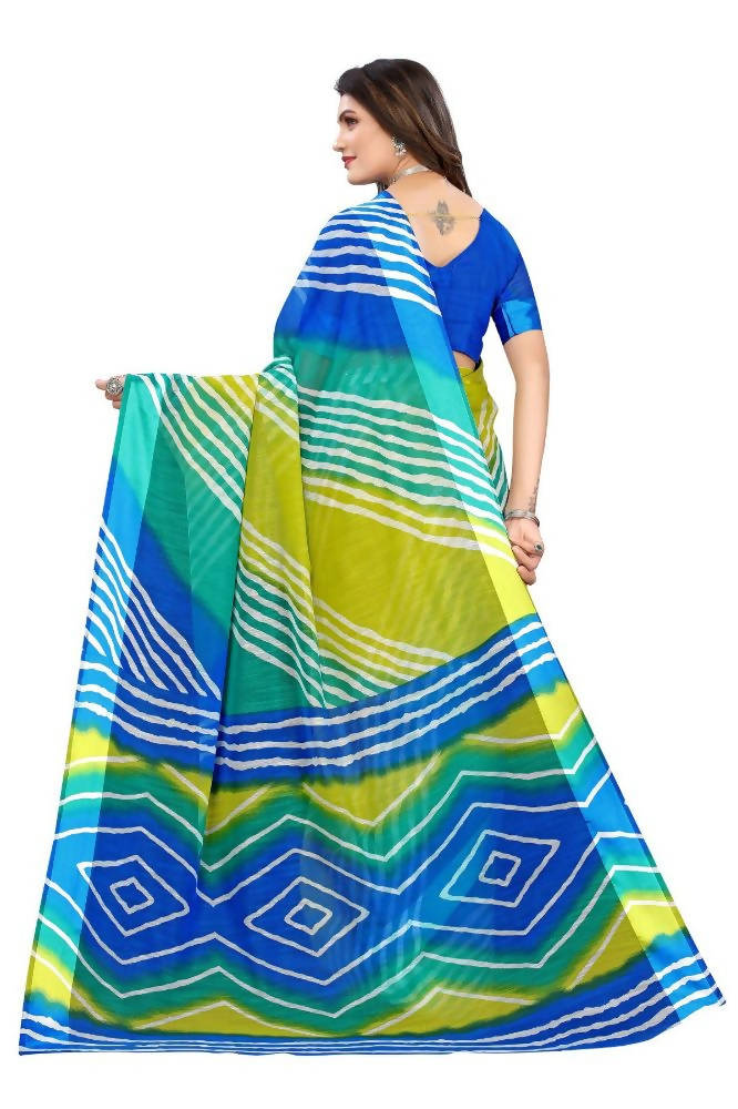 Vamika Blue Linen Satin Border Saree | Grocsy