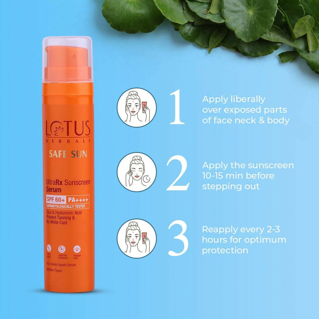 Lotus Herbals Safesun UltraRX Sunscreen Serum SPF 60 PA++++ | Grocsy