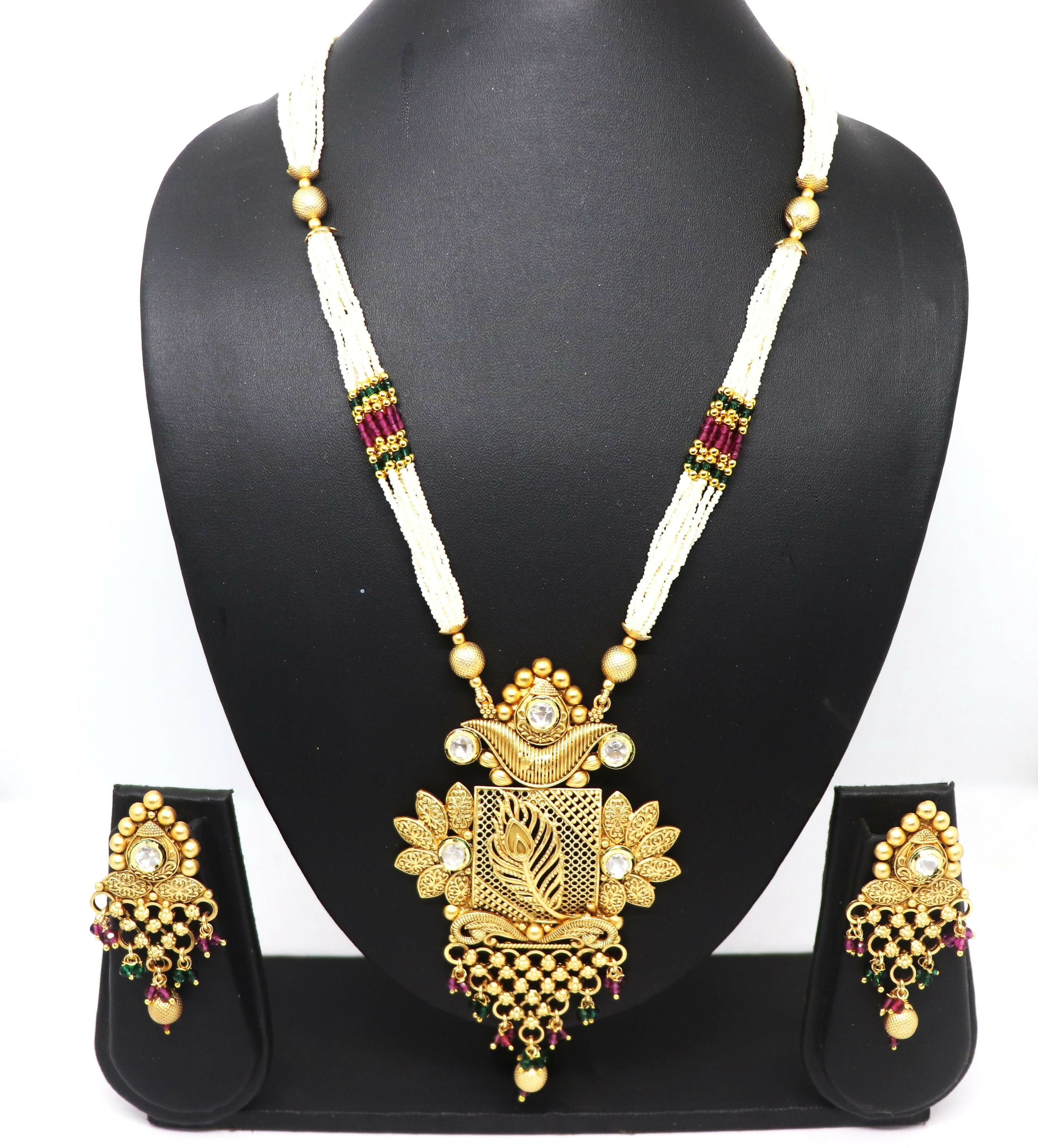 Joban Fashion White Pure Brass With Rajwadi Polish Necklace Set | Grocsy