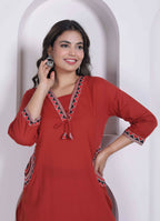 Miravan Womens Brown Straight Kurta Set | Grocsy