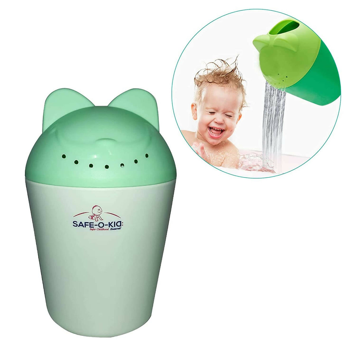 Safe-O-Kid Hair Washing Mug, Baby Shampoo Cup, Baby Shower, Baby Bath Rainer, Green | Grocsy