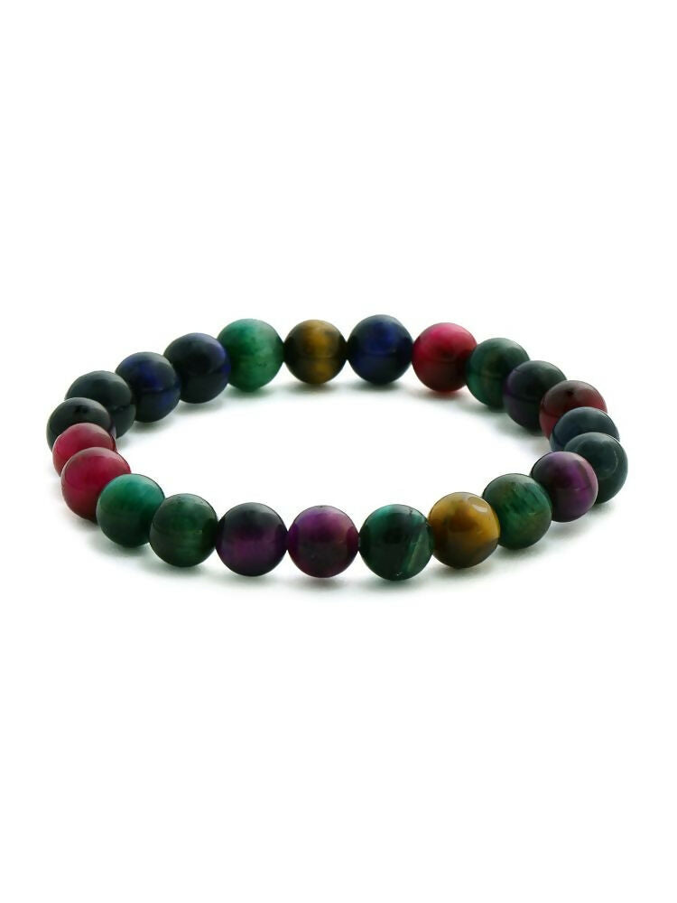 Red Carnelian, Lapis Lazuli, Amethyst and Green Avanturine Multicoloured Cyrstal Beads bracelet - Ruby Raang | Grocsy