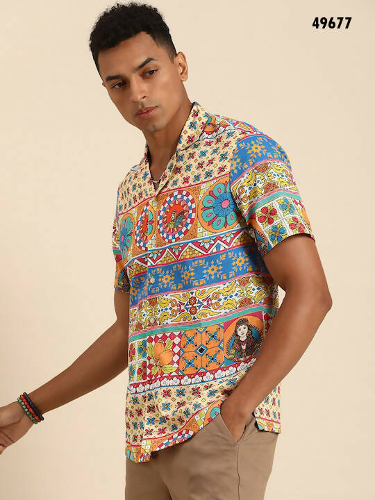 Multicoloured Relaxed Opaque Printed Casual Resort Shirt - Mahotsav | Grocsy