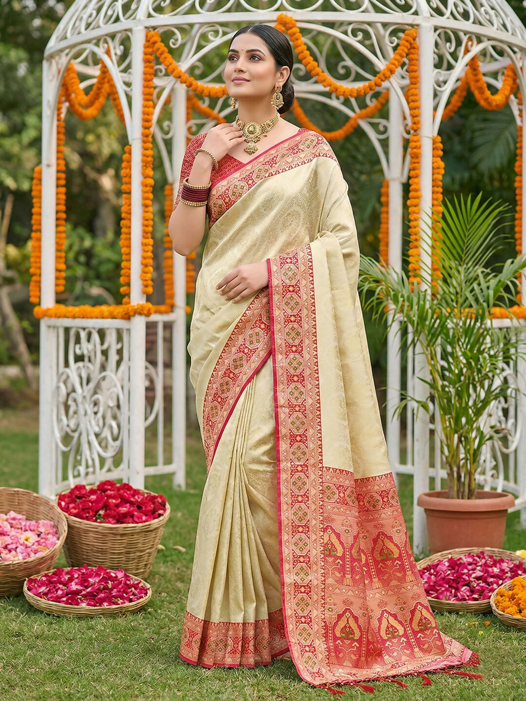 Shree Shyam Fashion Red Soft Silk Saree | Grocsy