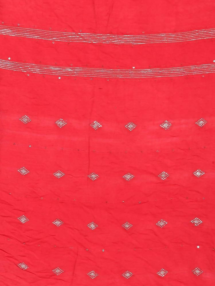 Myshka Women's Red Cotton Silk Printed Casual Dupatta | Grocsy