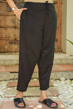 Aramya Straight Soft Cotton Solid Women's Kurta Set - Black | Grocsy