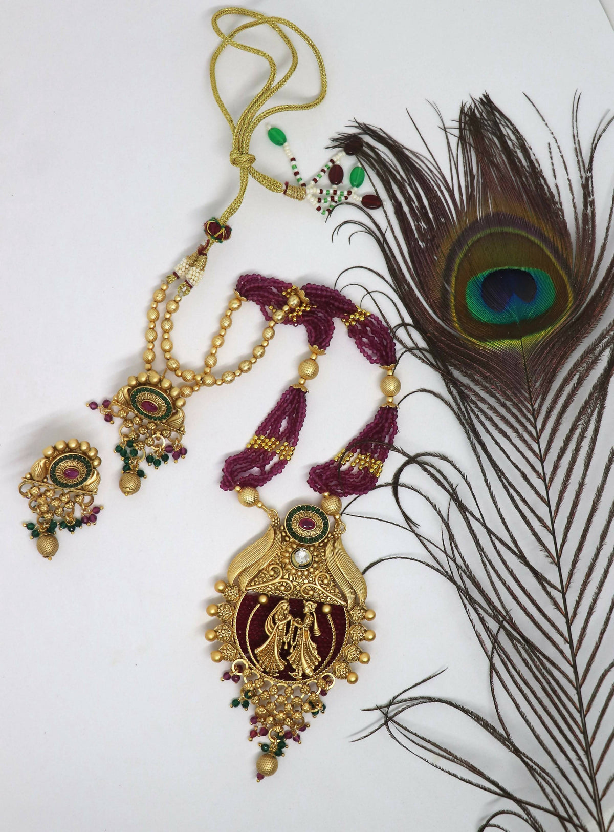 Joban Fashion Magneta With Rajwadi Polish Necklace Set | Grocsy