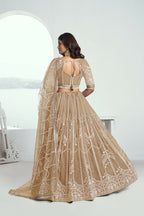 Eilara Charming Beige Thread Work Net Designer Lehenga Choli With Dupatta | Grocsy