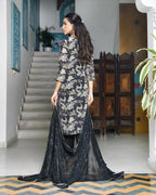Vaasva Women's Black Crepe Embroidered Suit Set | Grocsy