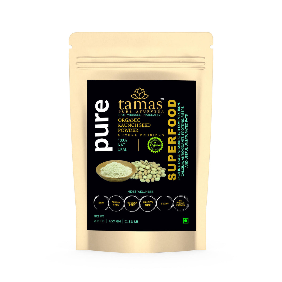 Tamas Pure Ayurveda Superfood Organic kaunch Seed Powder | Grocsy