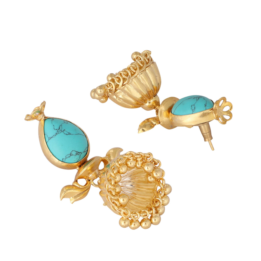 Nuyug 22K Gold Plated Turquoise Grace Earrings | Grocsy
