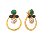 Nuyug 22K Gold Plated Cubic Zirconia Studded Contemporary Stone Earrings | Grocsy