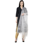 A R Silk Silver Leheriya Fancy Dupatta White Color Dupatta or Chunni | Grocsy