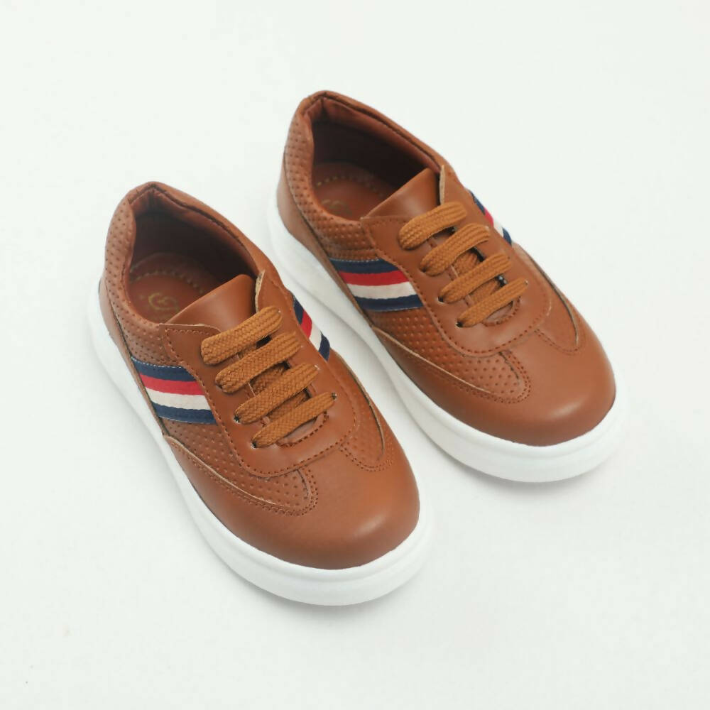Tiny Bugs Boys Lace Up Casual Sheos - Tan | Grocsy