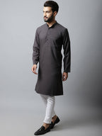 Even Apparels Black Color Pure Cotton Men's Kurta With Band Collar (CHK1166) | Grocsy