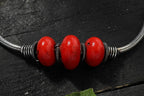 Mominos Fashion Kamal Johar Oxidised Silver With Red Beads Anklets | Grocsy