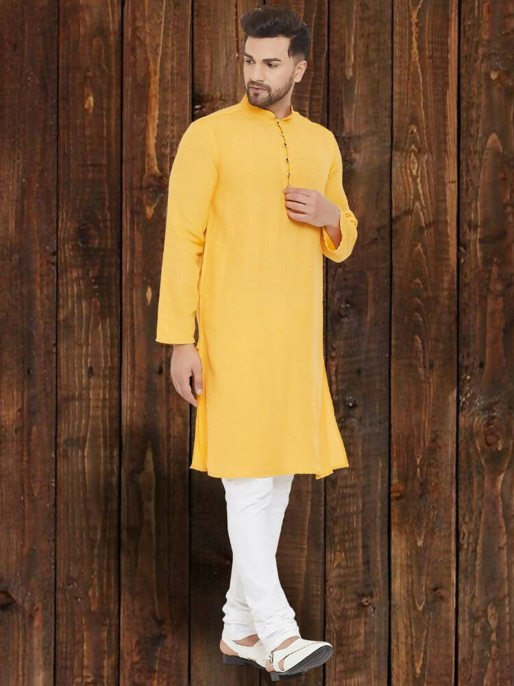 Even Apparels Pure Cotton Yellow Kurta - Yellow | Grocsy