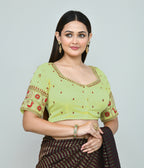 Joban Fashion Women's Light Green Embroidered Stitched Blouse | Grocsy