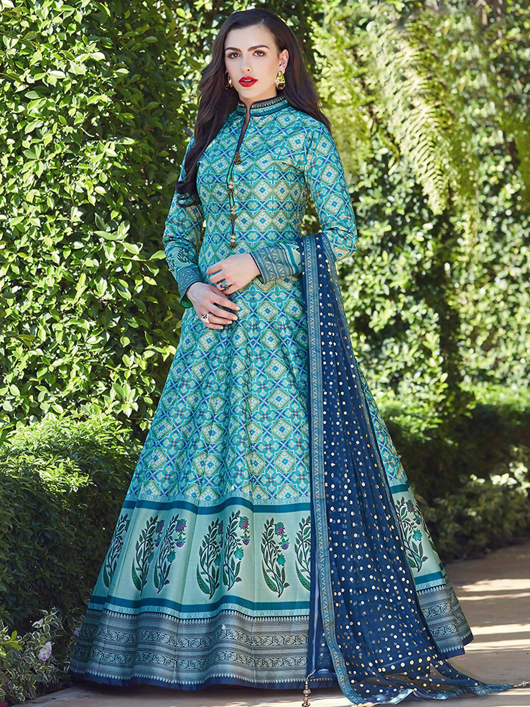 Partywear Designer Firozi Heavy Soft Killer Silk Salwar Suit - Anbazaar | Grocsy