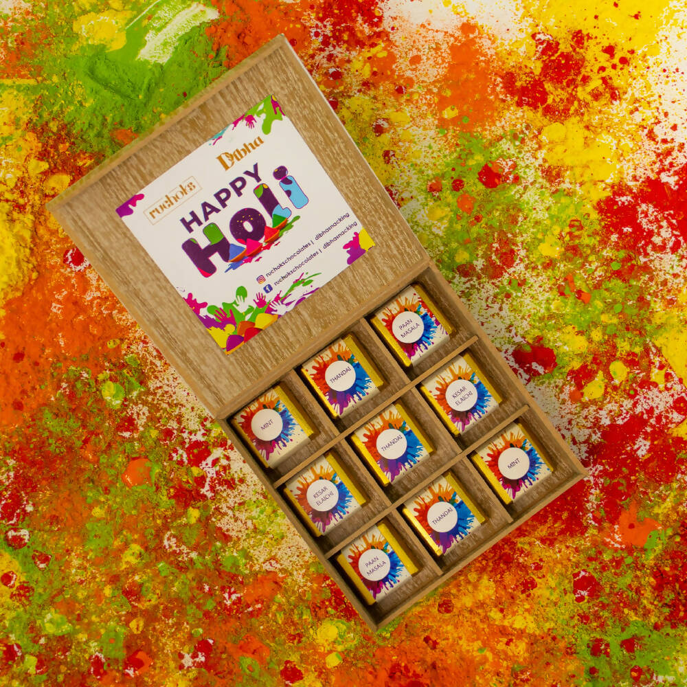 Dibha Happy Holi Premium Box Of 9 Chocolates | Grocsy