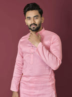 Anaita Pink Solid Soft Jacquard Silk Straight Kurta | Grocsy