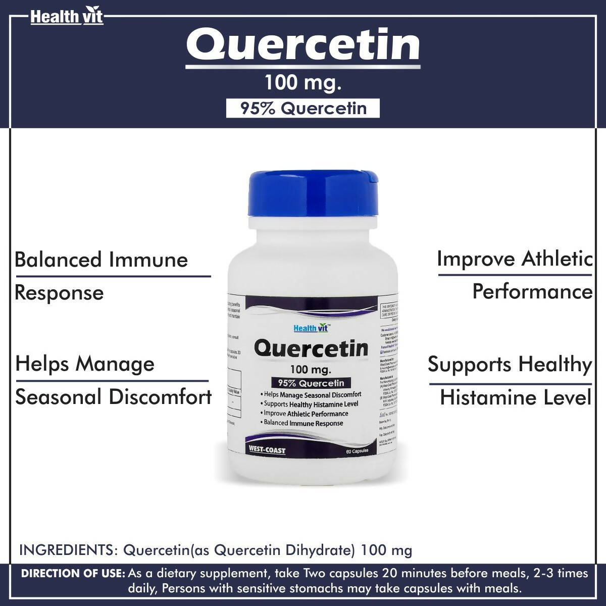Healthvit Quercetin 100mg Capsules | Grocsy