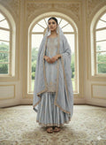 Teeya Creation Grey Color Chinnon Silk Embroidery Work Wedding Wear Salwar Suit | Grocsy