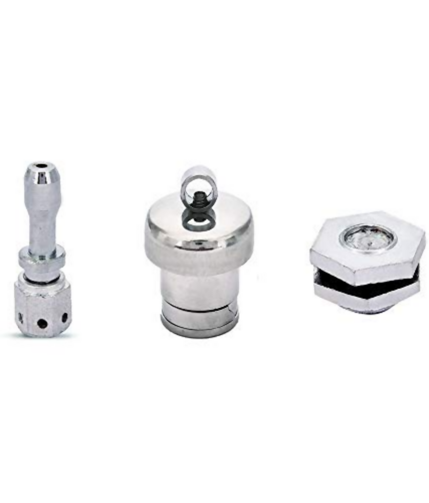 NILAY Whistle Regulator Brass Vent Pipe, Steel Weight Whistle and Silver Safety Valve for All Pressure Cookers (Silver)(Vent Pipe) | Grocsy