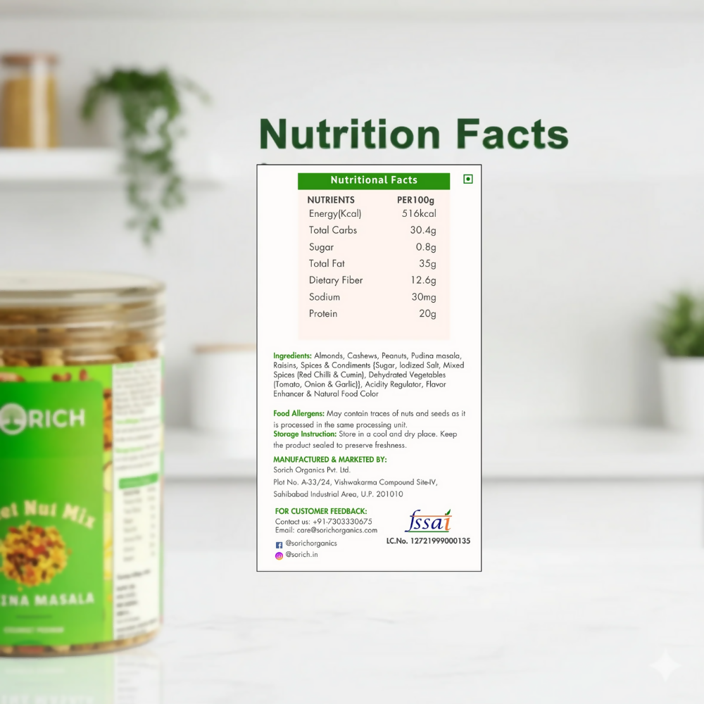 Sorich Organics Millet Nut Mix – Pudina Masala Crunchy & Healthy Snack | Grocsy